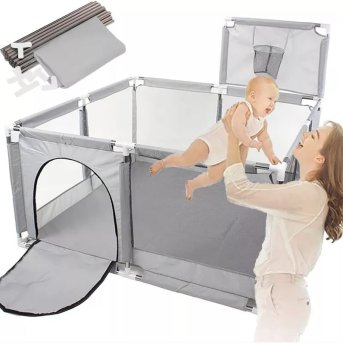 Lielā bērnu rotaļu manēža / laukums / sausais baseins 125x125cm, Pelēks | Safety Children's Playpen
