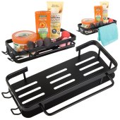 Metāla plaukts vannas istabai ar drēbju pakaramo – melns, loft stils