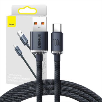Baseus Crystal Shine USB Type C Data Charging Cable 100W, 1.2m, Blue | Lādētājvads Datu Pārraides Kabelis